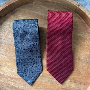 Brooks Brothers Blue Paisley and Nautica Red Textured Silk Tie Set Business